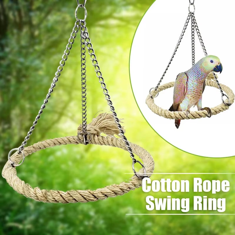 Bird Rope Ring Swing Toys Budgie Cockatiel Hanging Cage Hammock Perch Parrot Toy Bird Toy Bird Accessories Pet Toys