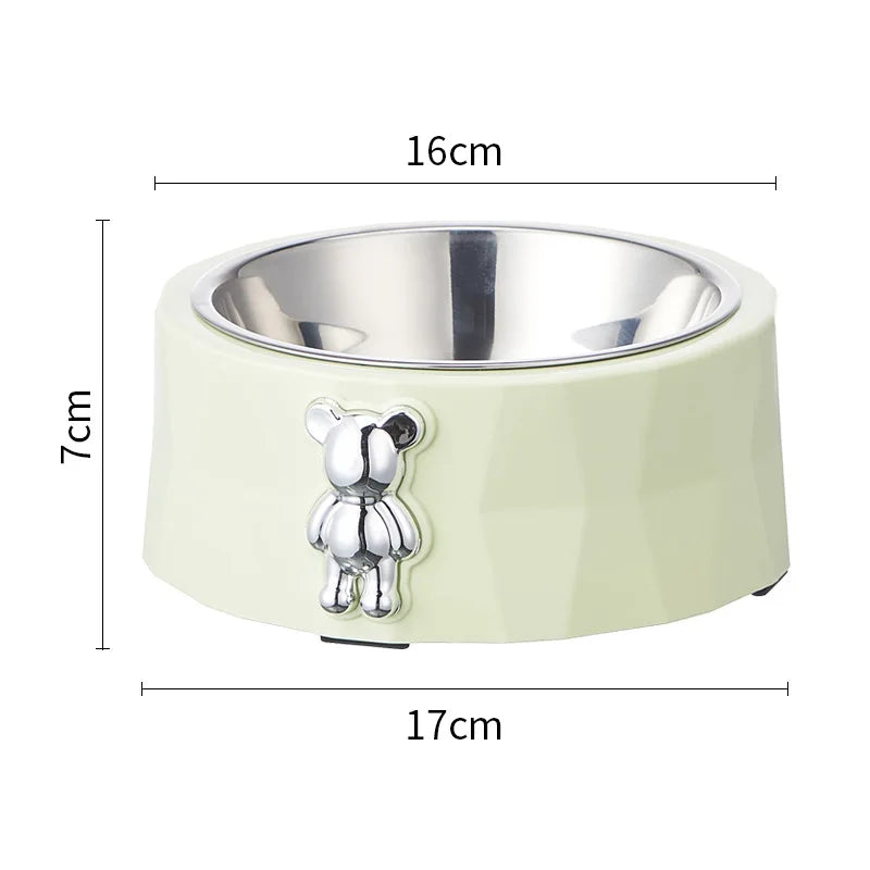 Pet Supplies Pet Stainless Steel Bowl Diamond Bear Pet Bowl Cat Food Bowl Dog Food Utensils anti Slip anti Overturning Dog Bowl