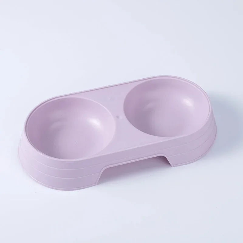 Macaron Pet Double Bowl Plastic Pet Food Bowl Kitten Drinking Tray Feeder Dog Food Bowl Cat Feeding Pet Supplies Cat Accessories
