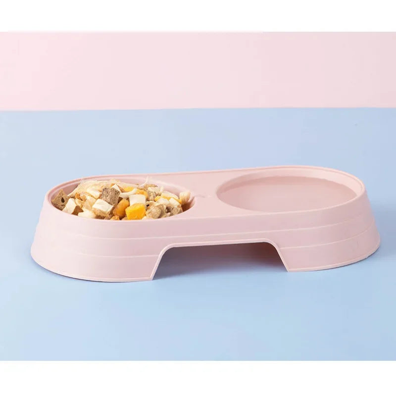 Macaron Pet Double Bowl Plastic Pet Food Bowl Kitten Drinking Tray Feeder Dog Food Bowl Cat Feeding Pet Supplies Cat Accessories