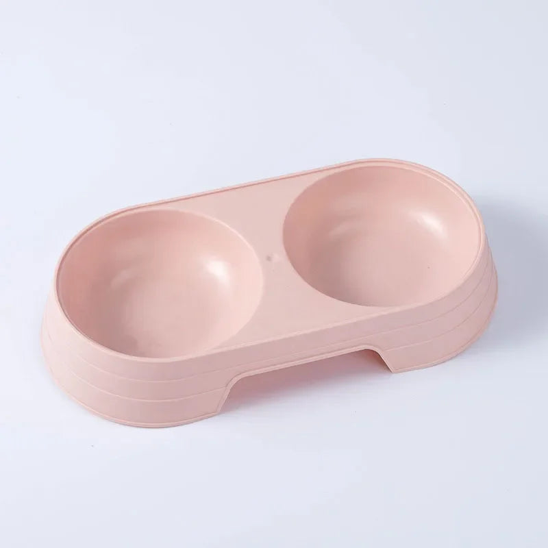 Macaron Pet Double Bowl Plastic Pet Food Bowl Kitten Drinking Tray Feeder Dog Food Bowl Cat Feeding Pet Supplies Cat Accessories