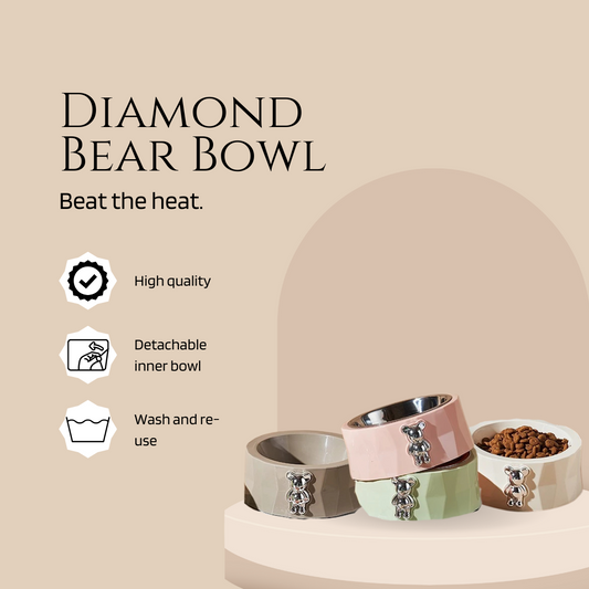 Diamond Bear Pet Bowl
