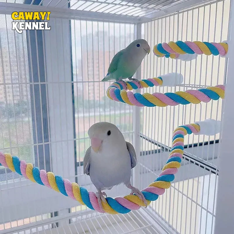 Pet Bird Bite Toys Parrot Color Cotton Rope Toys Elastic Parrot Climbing Toys Sturdy Bird Swing Harness Cage Pet Toy Swing Stand